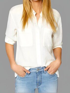Anthropologie Sanctuary Women's Steady Boyfriend Textured Shirt White Size XS